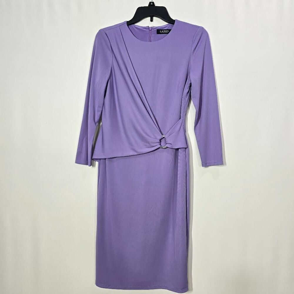 LAUREN RALPH  Purple Wisteria Jersey Three-Quarter-Sleeve Dress 4